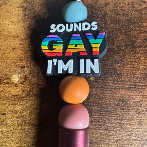 Colorful Beaded Pen with Fun Text - Picture 1 of 2